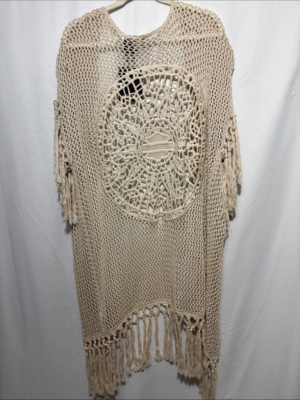 Harley-Davidson Cream Open Weave Fringe Cardigan - Picture 8 of 10